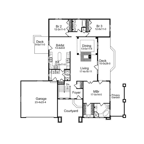 Ranch House Plan First Floor - Etienne Neoclassical Home 057D-0030 - Search House Plans and More