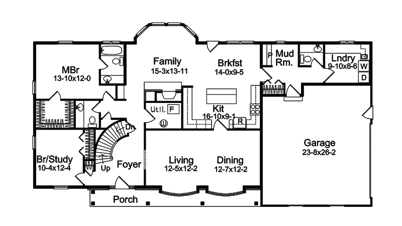 Early American House Plan First Floor - Harmon Oak Early American Home 057D-0032 - Search House Plans and More