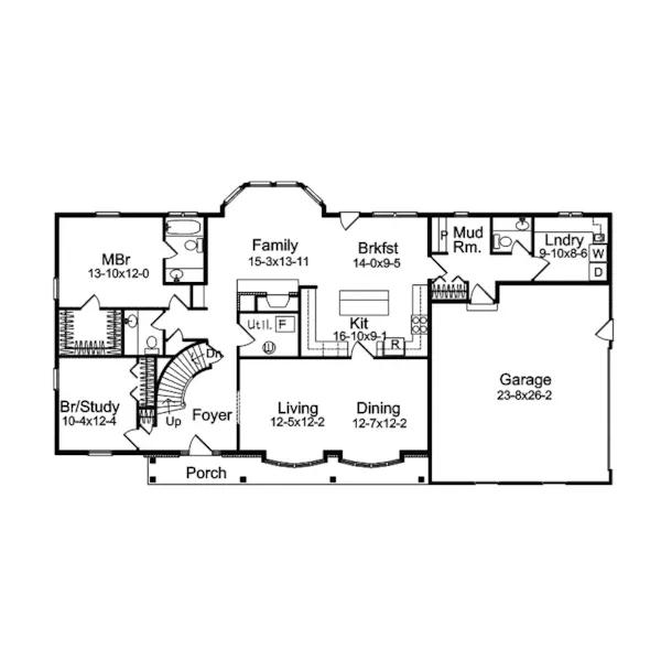 Traditional House Plan First Floor - Harmon Oak Early American Home 057D-0032 - Search House Plans and More