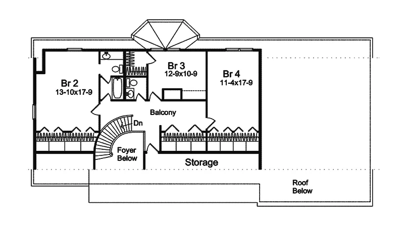 Early American House Plan Second Floor - Harmon Oak Early American Home 057D-0032 - Search House Plans and More