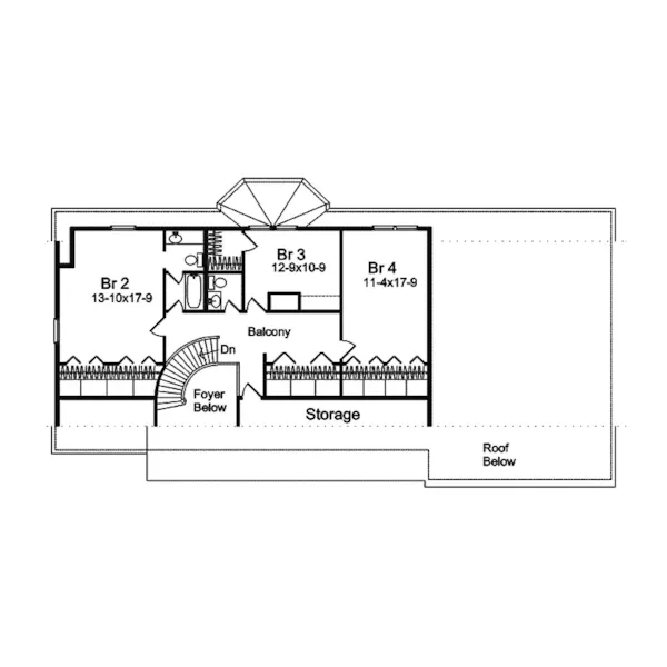 Traditional House Plan Second Floor - Harmon Oak Early American Home 057D-0032 - Search House Plans and More