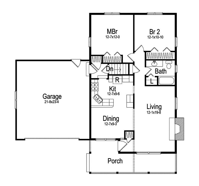 Country House Plan First Floor - Grassy Ridge Cottage Home 057D-0033 - Search House Plans and More