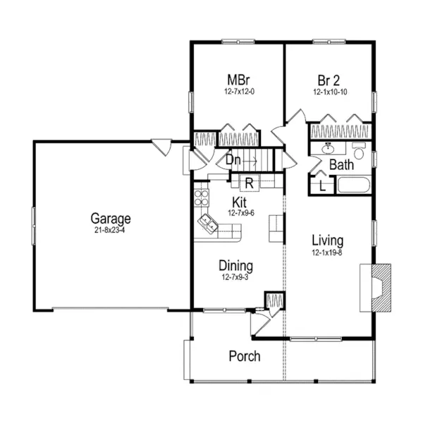 Cabin & Cottage House Plan First Floor - Grassy Ridge Cottage Home 057D-0033 - Search House Plans and More