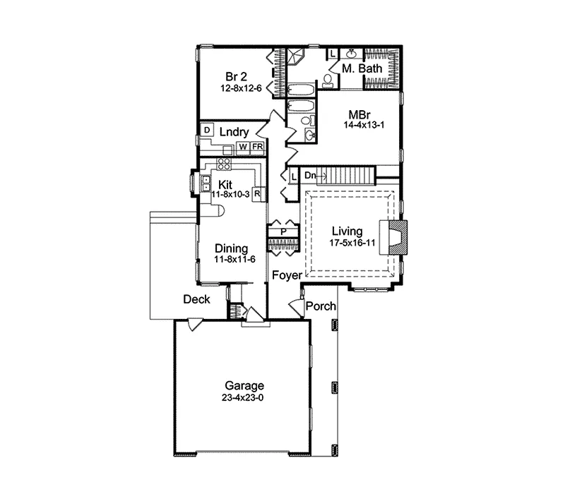 Ranch House Plan First Floor - Stacia Narrow Lot Home 057D-0037 - Shop House Plans and More