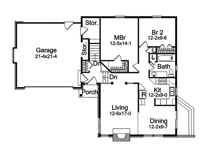 Ranch House Plan First Floor - Meandering Hill Ranch Home 057D-0038 - Shop House Plans and More