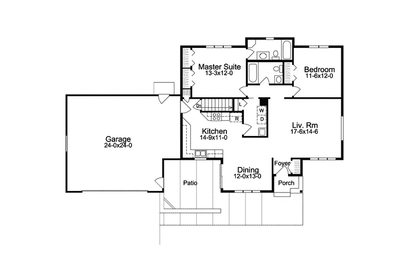 Ranch House Plan First Floor - Cannassas Country Ranch Home 057D-0041 - Search House Plans and More