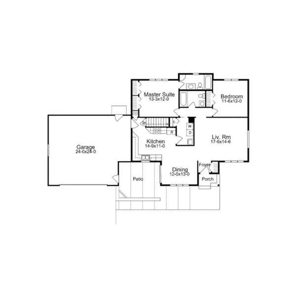 Traditional House Plan First Floor - Cannassas Country Ranch Home 057D-0041 - Search House Plans and More