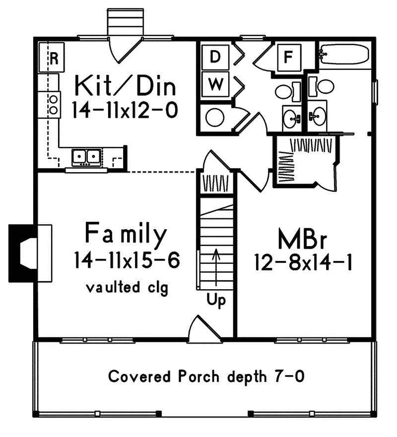 Mountain House Plan First Floor - Rosewind Vacation Home 058D-0006 - Shop House Plans and More