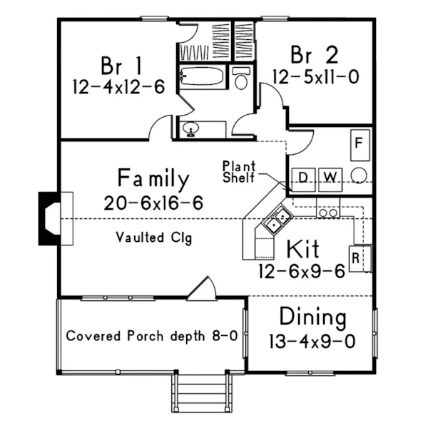 Acadian House Plan First Floor - Walnut Grove Country Cabin Home 058D-0012 - Shop House Plans and More