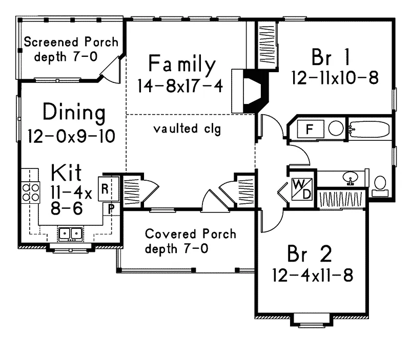Ranch House Plan First Floor - Barrett Hill Vacation Home 058D-0013 - Search House Plans and More