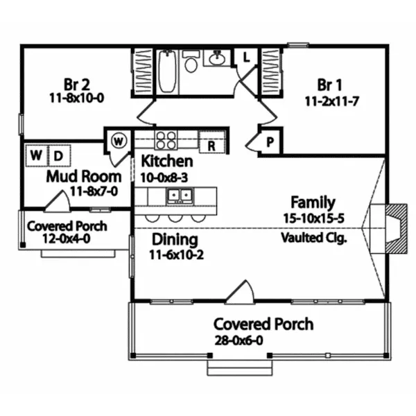 Southern House Plan First Floor - Seneca Peak Rustic Home 058D-0029 - Shop House Plans and More