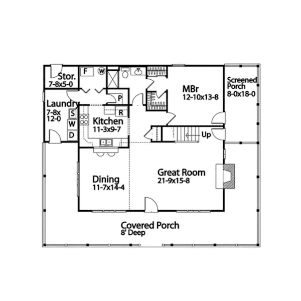 Arts & Crafts House Plan First Floor - Addison Park Rustic Home 058D-0032 - Search House Plans and More