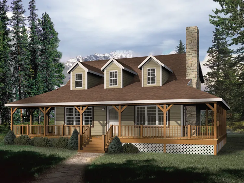 Traditional House Plan Front of Home - Addison Park Rustic Home 058D-0032 - Search House Plans and More