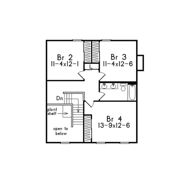 Colonial House Plan Second Floor - Bakerfield Colonial Home 058D-0037 - Search House Plans and More