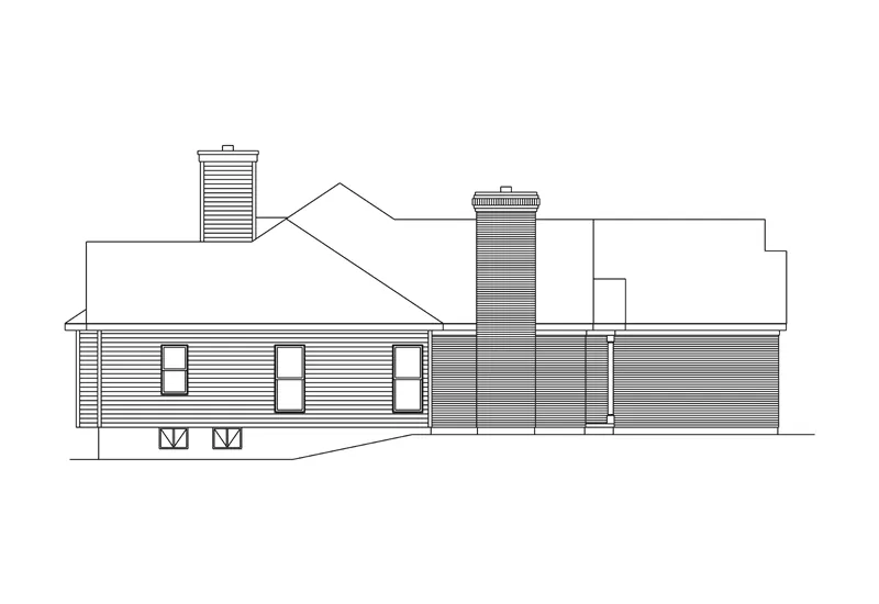 Ranch House Plan Left Elevation - Childress Hill Traditional Home 058D-0050 - Search House Plans and More