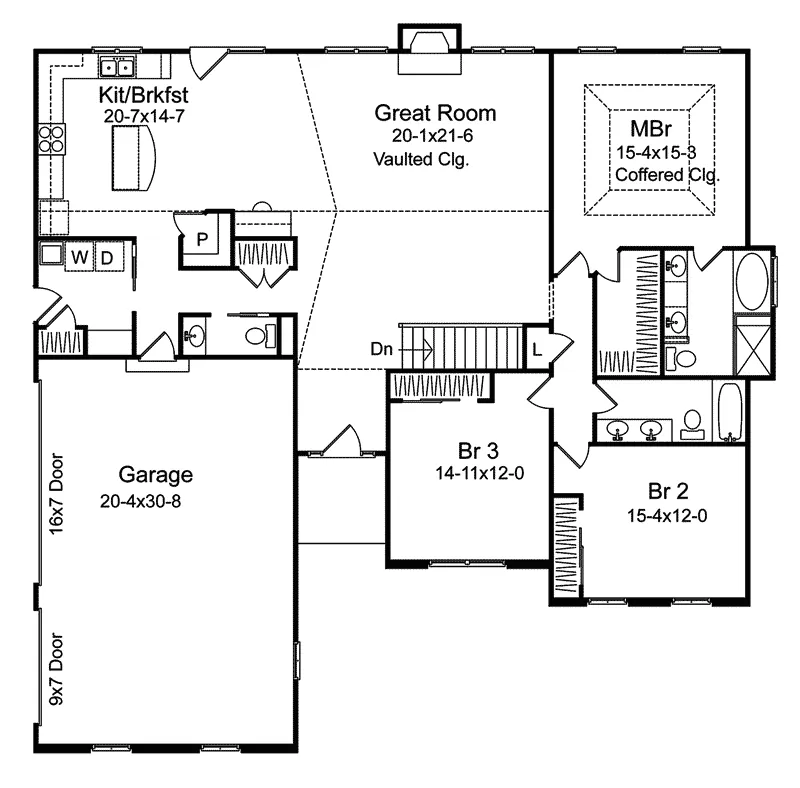 Ranch House Plan First Floor - Bakersport Traditional Home 058D-0060 - Search House Plans and More