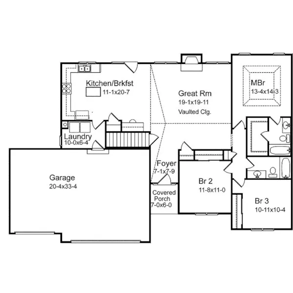 Traditional House Plan First Floor - Grandtree Ranch Home 058D-0061 - Search House Plans and More