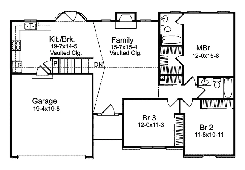 Ranch House Plan First Floor - Amberidge Ranch Home 058D-0064 - Search House Plans and More