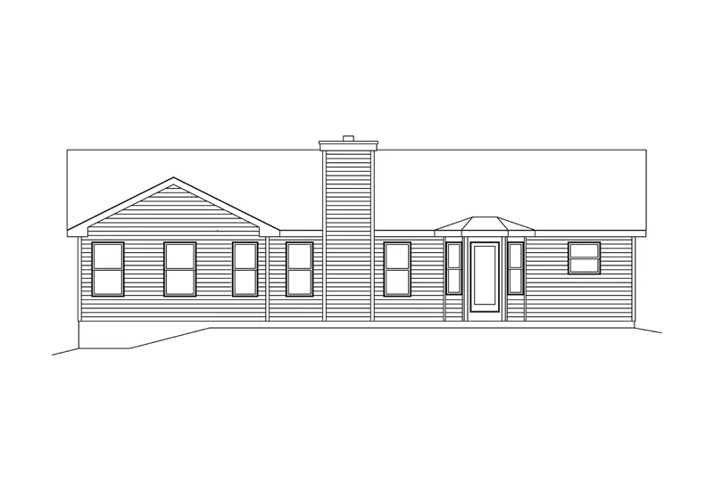 Ranch House Plan Rear Elevation - Amberidge Ranch Home 058D-0064 - Search House Plans and More