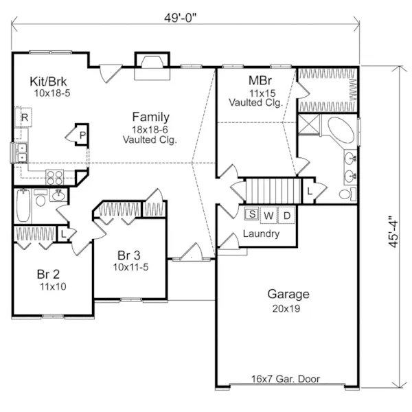 Ranch House Plan First Floor - Springate Country Ranch Home 058D-0067 - Shop House Plans and More