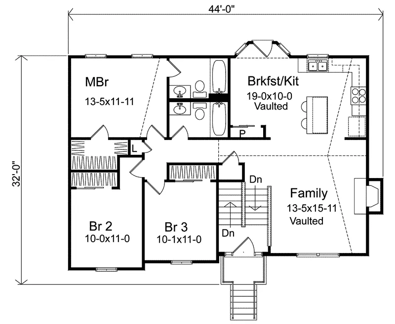 Traditional House Plan First Floor - Oaklawn Split-Level Home 058D-0069 - Shop House Plans and More
