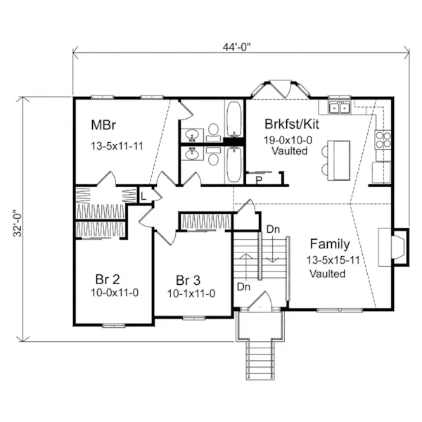 Craftsman House Plan First Floor - Oaklawn Split-Level Home 058D-0069 - Shop House Plans and More