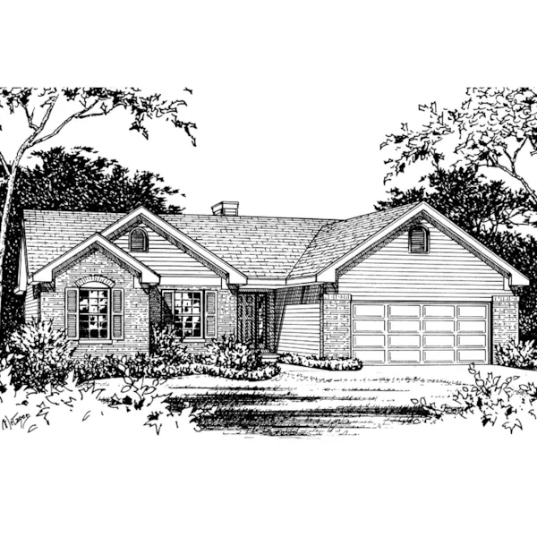 Ranch House Plan Front of Home - Lindley Ranch Home 058D-0103 - Shop House Plans and More