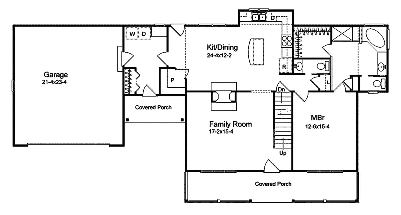 Acadian House Plan First Floor - Pennsbrooke Farmhouse 058D-0124 - Shop House Plans and More