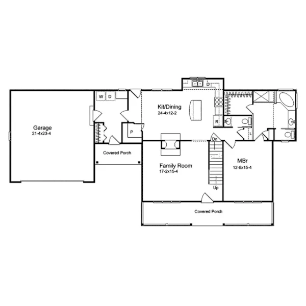 Acadian House Plan First Floor - Pennsbrooke Farmhouse 058D-0124 - Shop House Plans and More