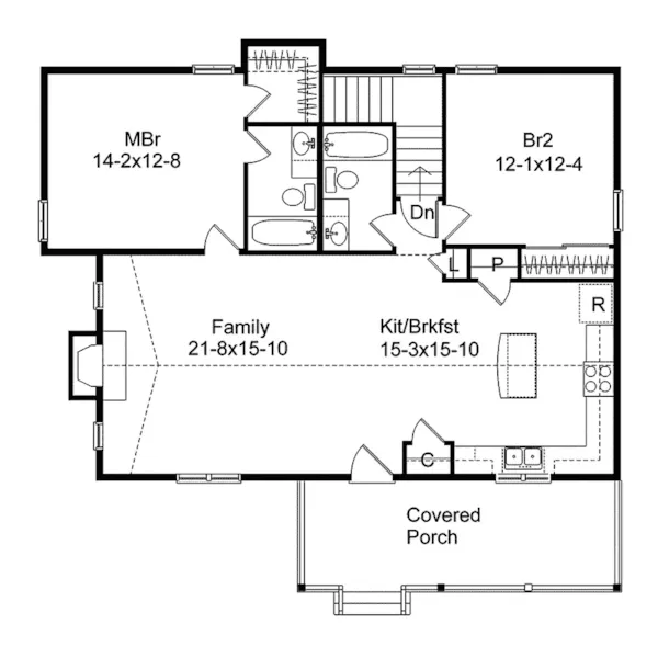 Ranch House Plan First Floor - Carlos Rustic Ranch Home 058D-0128 - Search House Plans and More