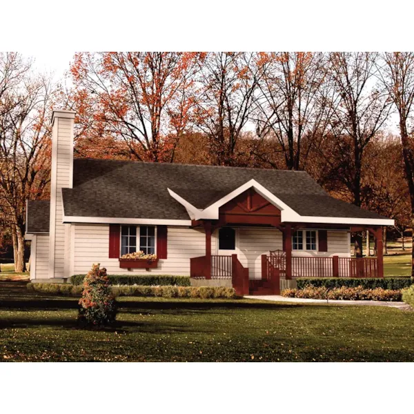 Rustic Country Ranch House With Dark Cedar Covered Front Porch