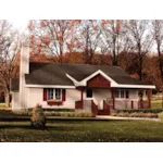 Rustic Country Ranch House With Dark Cedar Covered Front Porch