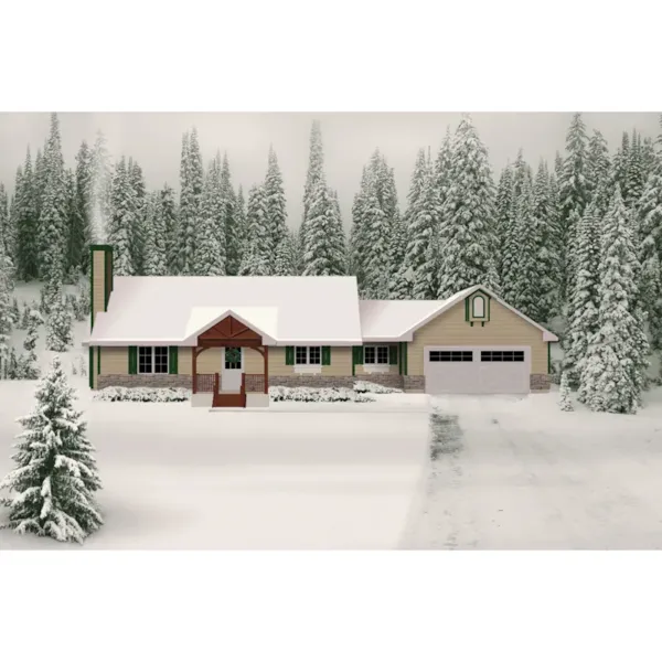 Rustic Covered Front Porch Draws Attention To This Ranch House