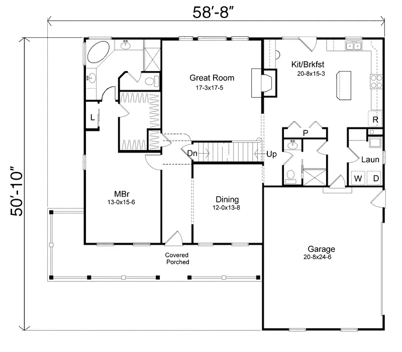 Traditional House Plan First Floor - Huntleigh Crest Country Home 058D-0163 - Search House Plans and More