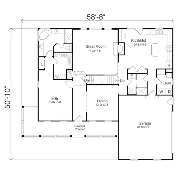 Traditional House Plan First Floor - Huntleigh Crest Country Home 058D-0163 - Search House Plans and More