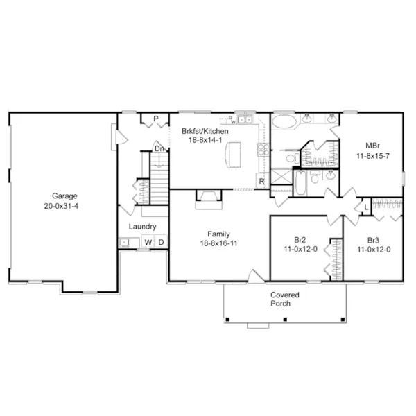 Traditional House Plan First Floor - Henderson Ranch Home 058D-0164 - Search House Plans and More