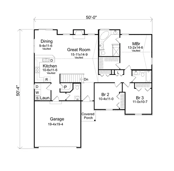 Country House Plan First Floor - New Haven Ranch Home 058D-0168 - Shop House Plans and More