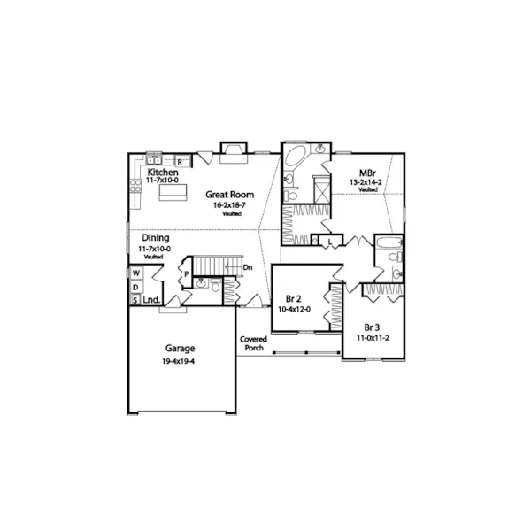 Ranch House Plan First Floor - Spencer Ranch Home 058D-0169 - Shop House Plans and More