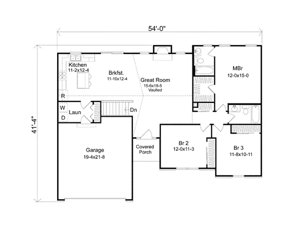 Southern House Plan First Floor - Seymour Mill Ranch Home 058D-0170 - Shop House Plans and More