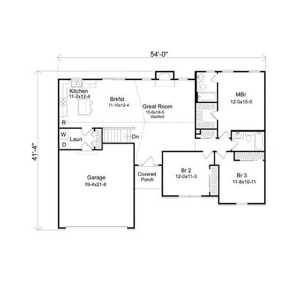 Ranch House Plan First Floor - Seymour Mill Ranch Home 058D-0170 - Shop House Plans and More