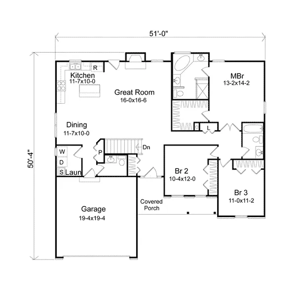 Country House Plan First Floor - Arborway Ranch Home 058D-0171 - Search House Plans and More