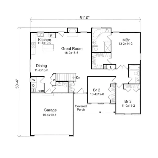 Ranch House Plan First Floor - Arborway Ranch Home 058D-0171 - Search House Plans and More