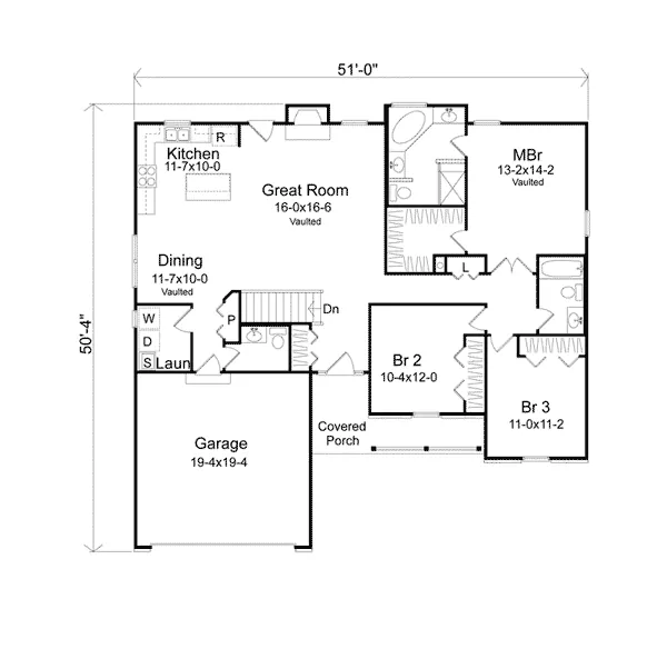 Southern House Plan First Floor - Foristell Ranch Home 058D-0172 - Search House Plans and More
