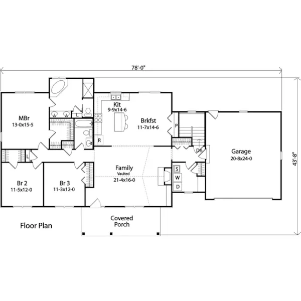 Traditional House Plan First Floor - Wilton Ranch Home 058D-0175 - Shop House Plans and More