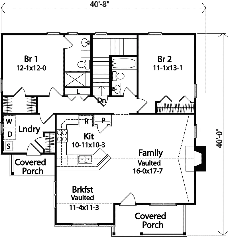 Ranch House Plan First Floor - Kaiser Country Cabin Home 058D-0178 - Search House Plans and More