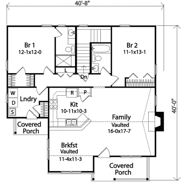 Country House Plan First Floor - Kaiser Country Cabin Home 058D-0178 - Search House Plans and More