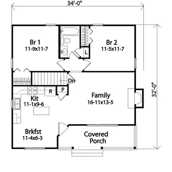 Ranch House Plan First Floor - Julius Country Cabin Home 058D-0179 - Search House Plans and More