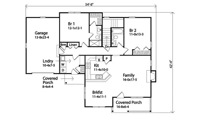Country House Plan First Floor - Wendover Falls Ranch Home 058D-0184 - Shop House Plans and More