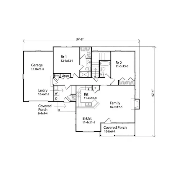 Ranch House Plan First Floor - Wendover Falls Ranch Home 058D-0184 - Shop House Plans and More