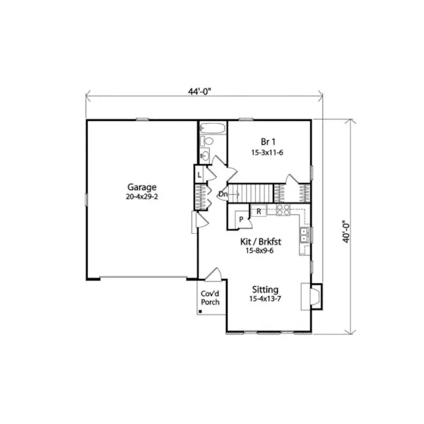 Traditional House Plan First Floor - Ranchester Ranch Home 058D-0194 - Shop House Plans and More